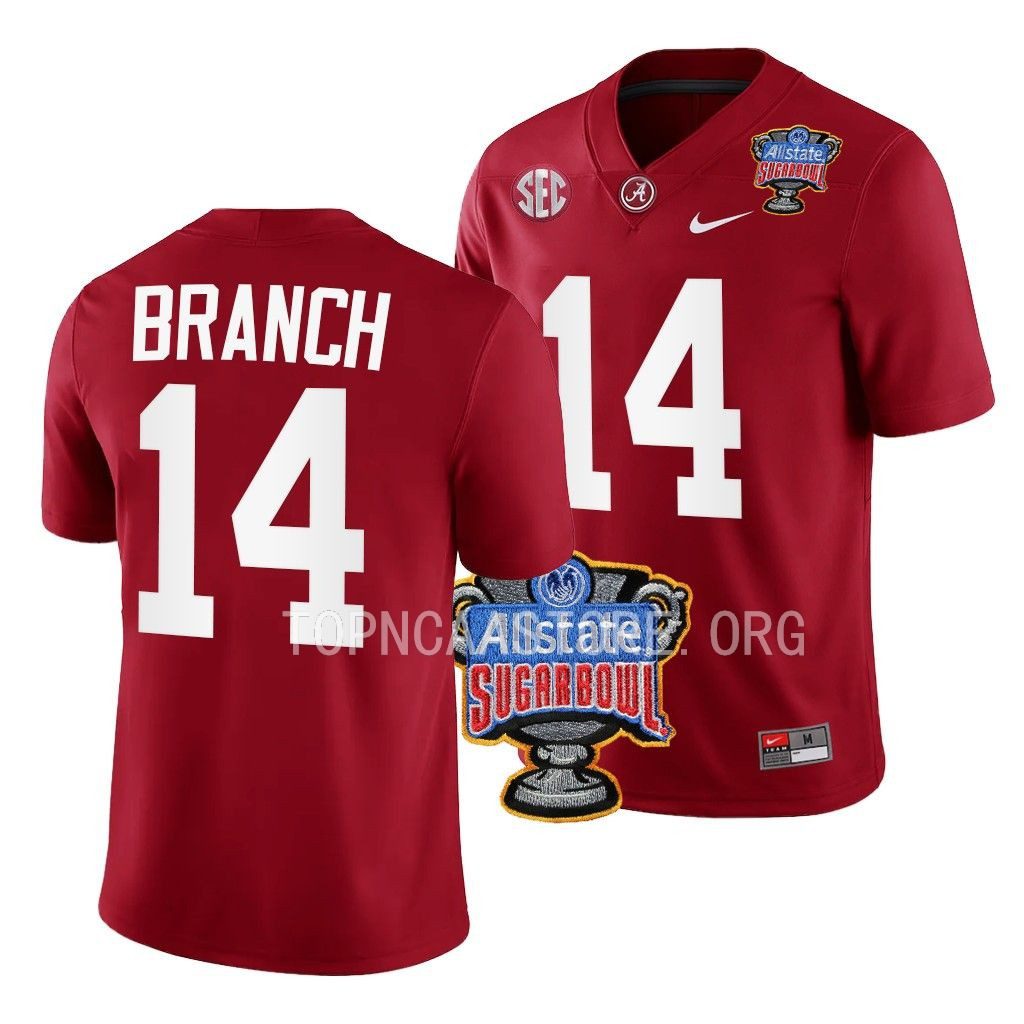 Men's Alabama Crimson Tide Brian Branch #14 Crimson 2022 Sugar Bowl NCAA College Football Jersey